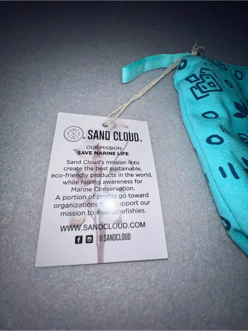 Sand Cloud Mandala Zipper Pouch Seaglass Blue Organic Cotton Canvas New With Tag